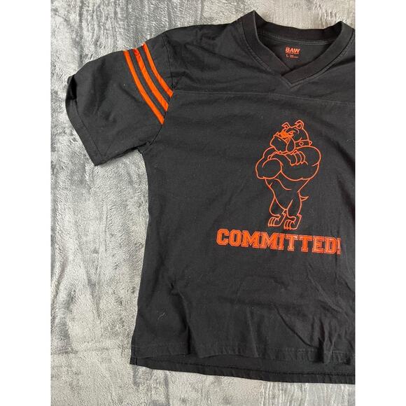 BAW Athletic Wear Black "Committed!" Football Graphic Jersey T-Shirt Men’s Large - Picture 9 of 10